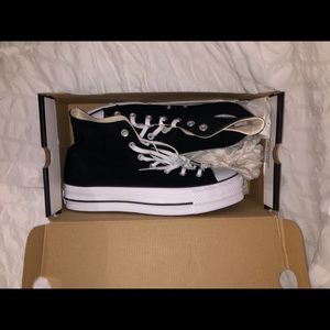 Black high top platform converse